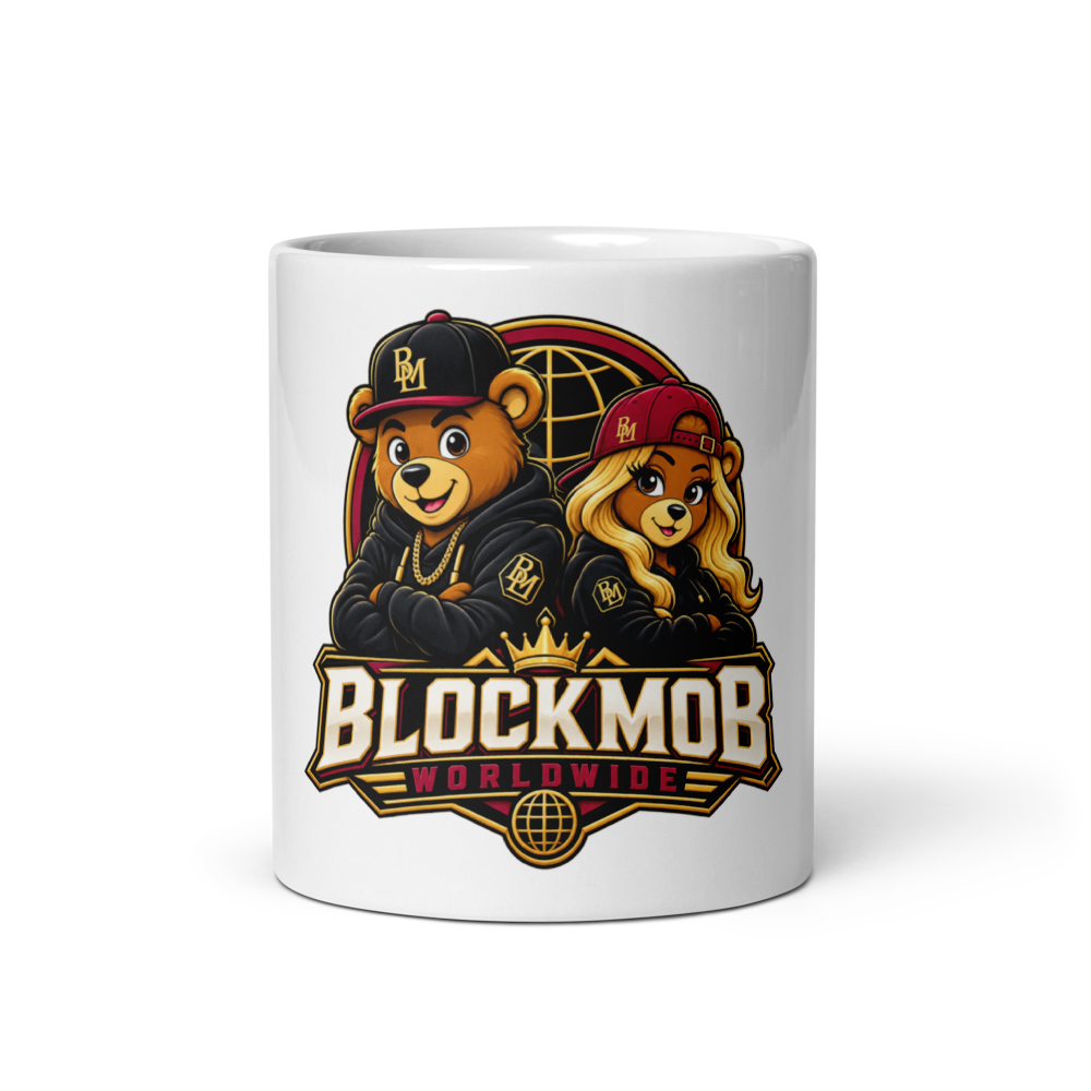 BlockMob Worldwide 11 oz White Glossy Mug — view 3