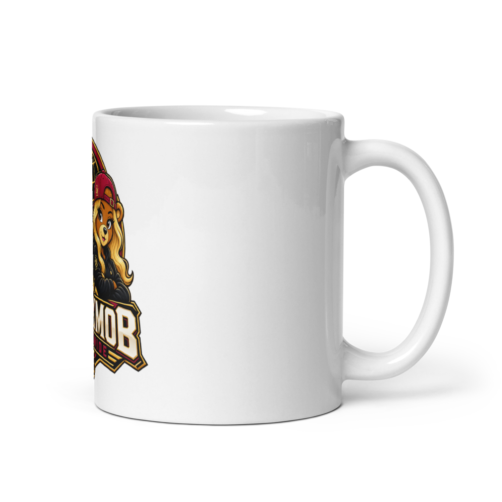 BlockMob Worldwide 11 oz White Glossy Mug — view 1